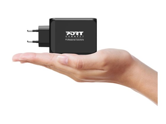 PORT Connect - Adaptateur secteur - GaN - 130 Watt - 5 A - PD, QC 3.0 - 4 connecteurs de sortie (USB type A, 3 x USB-C) - sur le câble : USB-C - Europe