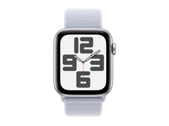 Apple Watch SE (GPS) - 2e génération - 44 mm - aluminium argenté - montre intelligente avec boucle sport - deux couches de matières textiles tissées - nuage bleu - taille du poignet : 130-200 mm - 32 Go - Wi-Fi 4, Bluetooth - 32.9 g