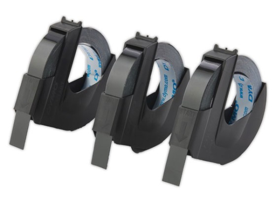 1 Blister de 3 Rubans de marquage 3D Dymo 9 mm x 3 m Noir brillant