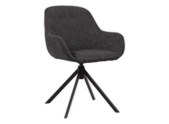 1 Fauteuil IRA pivotant 4 pieds noir tissu anthracite