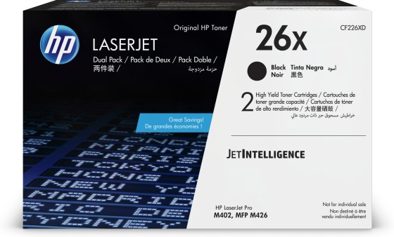 HP 26X LaserJet, lot de 2 cartouches de toner grande capacité authentiques, noir