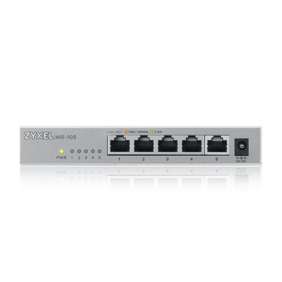 Zyxel XMG-100 Series XMG-105 - Commutateur - non géré - 5 x 100/1000/2.5G + 1 x Gigabit SFP / 10 Gigabit SFP+ - de bureau, fixation murale