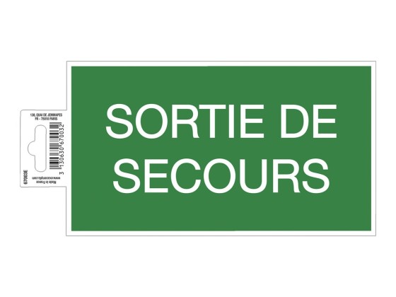 1 Panneau adhésif Sortie de Secours 20 cm - Vert