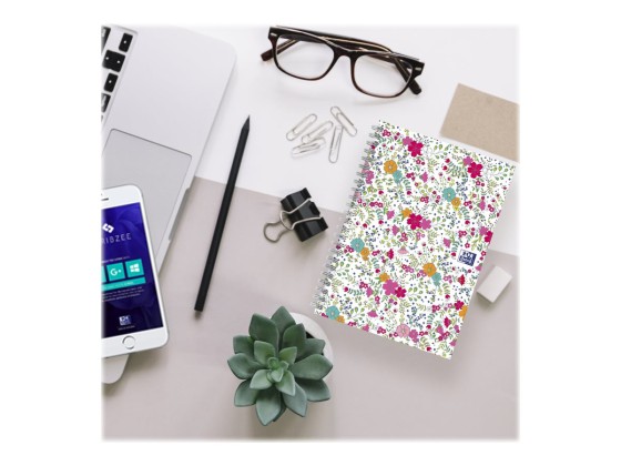 1 Cahier spirale Oxford Flowers A5 14,8 x 21 cm 120 pages