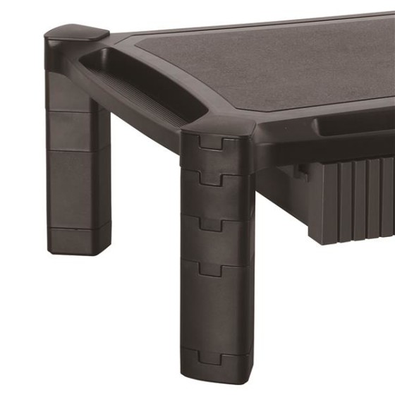 StarTech.com Rehausseur d'écran PC avec tiroir - Hauteur réglable et grand format - Rehausseur moniteur - Support pour écran jusqu'à 32" - Pied (surface de stand, 8 petits élévateurs, 4 élévateurs larges) - pour moniteur - plastique - noir - Taille d'écra