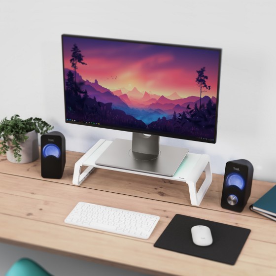 TRUST MONTA Glass Monitor Stand White