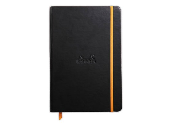 1 Carnet broché Rhodiarama A5 192 pages,ligné, couverture rigide noire