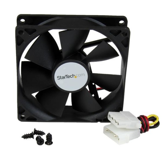StarTech.com Ventilateur pour PC à Deux Roulements à Billes - Connecteur LP4 - 92mm - 1x LP4 Femelle - 1x LP4 Mâle - Kit de ventilation pour ordinateur - 92 mm