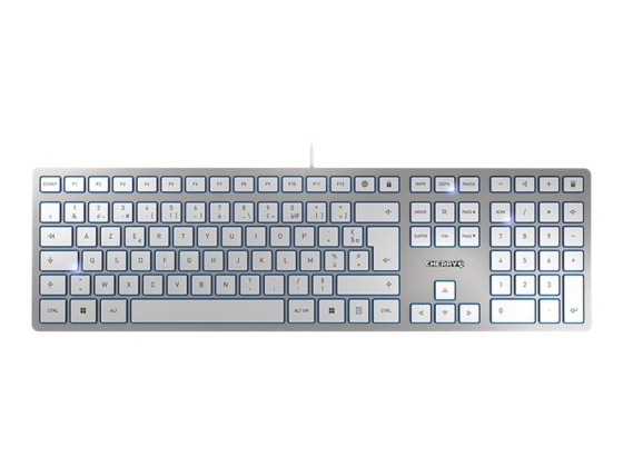 CHERRY KC 6000 SLIM Clavier filaire, blanc/argent, USB, AZERTY - FR