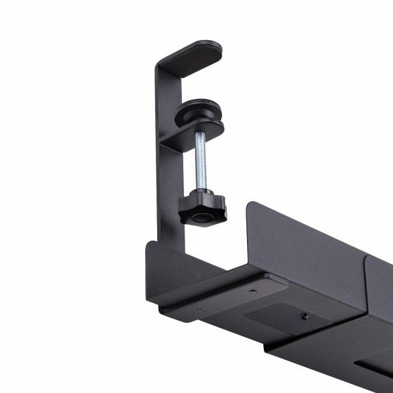 StarTech.com Goulotte Passe Câble Bureau, Organiseur de Câbles Ajustable en Longueur, Installation à Pinces, Aucun Perçage Nécessaire, Support Multiprise, Noir