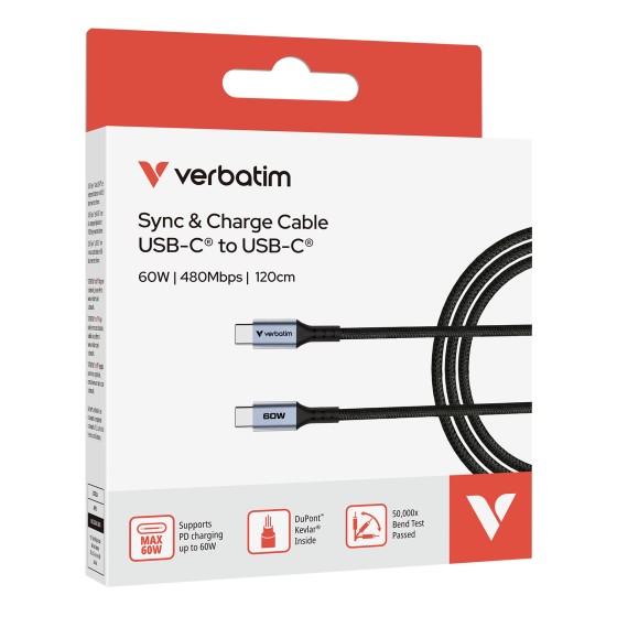 Verbatim 31845 câble USB USB 2.0 1,2 m USB C Noir