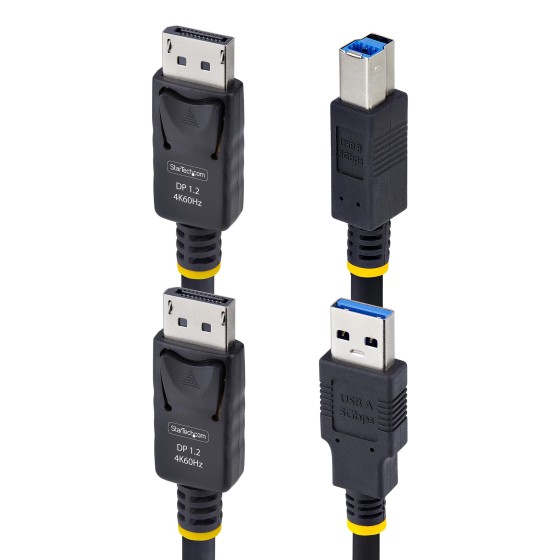 StarTech.com 10ft (3m) DisplayPort and USB 5Gbps KVM Cable - Câble clavier / vidéo / souris (KVM) - DisplayPort, USB type A (M) pour DisplayPort, USB Type B (M) - 3 m - support pour 4K60Hz, prise en charge de HDR10 - noir