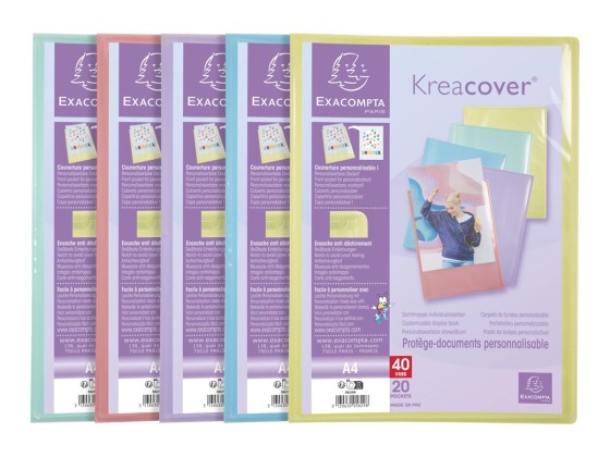 1 Protège-documents personnalisables Kreacover Pastel-20 poches - Assort