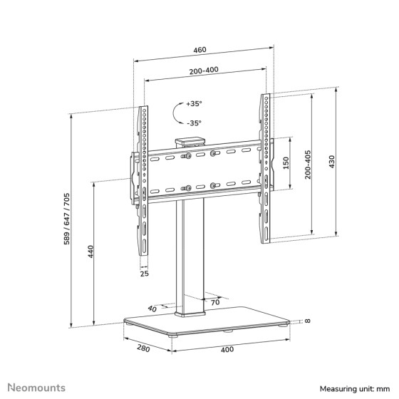 NEOMOUNTS DS45-430BL14 Support de bureau pour écran à poser 32-55p- pivotant