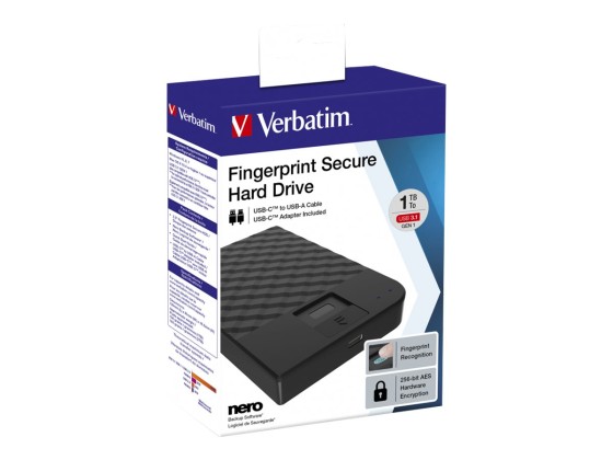 Verbatim Disque dur portable sécurisé à reconnaissance d'empreinte digitale 1 To