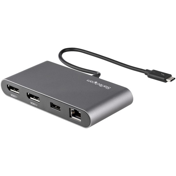 StarTech.com Mini Dock Thunderbolt 3 - Station d'Accueil TB3 à Double Écran - DisplayPort 4K 60Hz - 1x USB-A (3.2) & GbE - Câble 28cm - Adaptateur Multiport pour PC Portable - Mac/Windows (TB3DKM2DPL) - Station d'accueil - Thunderbolt 3 - 2 x DP - 1GbE