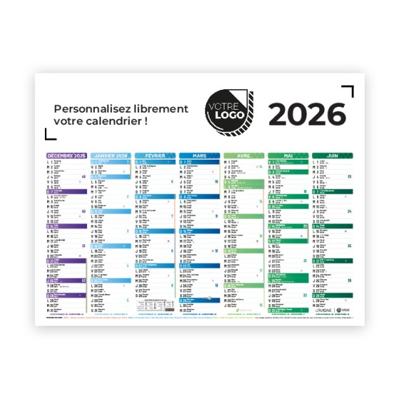 CALENDRIER COULEUR PETIT FORMAT (21 X 27 CM) - PERSONNALISABLE