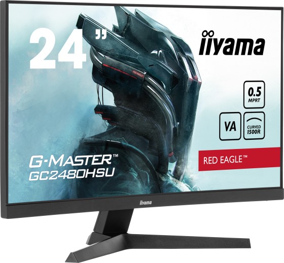 iiyama G-MASTER Red Eagle GC2480HSU-B1 - Écran LED - jeux - incurvé - 24" (23.6" visualisable) - 1920 x 1080 Full HD (1080p) @ 180 Hz - VA - 300 cd/m² - 3000:1 - 0.5 ms - 2xHDMI, DisplayPort - haut-parleurs - noir, mat