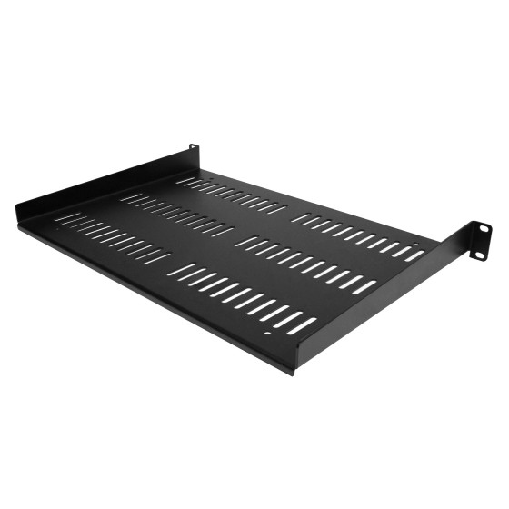 StarTech.com Étagère Rack 19 pouces 1U - Plateau Rackable Universel Ventilé - Étagère Cantilever Baie de Brassage 19" - Rangement Rack - Max 25kg - Profondeur 30,5cm (12") - Noir (SHELF-1U-12-FIXED-V) - Étagère pour rack - noir - 1U - 19"