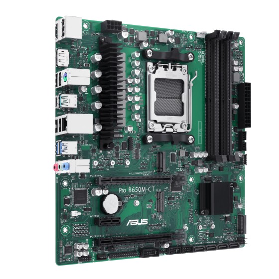 ASUS PRO B650M-CT-CSM - Carte-mère - micro ATX - Socket AM5 - AMD B650 Chipset - USB-C 3.2 Gen2, USB 3.2 Gen 2, USB 3.2 Gen 1 - Gigabit LAN - carte graphique embarquée (unité centrale requise) - audio HD (8 canaux)