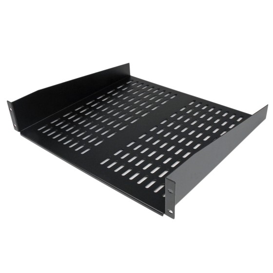 StarTech.com Étagère 16" 2U cantilever ventilée universelle pour rack de server 19" - Noir (CABSHELFV) - Étagère pour rack - noir - 2U - 19" - pour P/N: RK12OD2, RK2537BKM, RK3236BKF, RK4236BKB, RK4242BK24, RK4242BK30, RKQMCAB12V2
