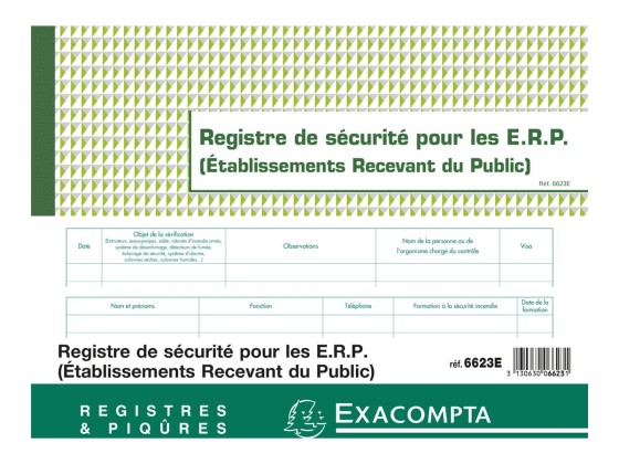 1 Registre de sécurité pour les ERP - 24x32 cm - 32 pages