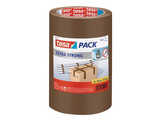 1 Lot de 3 Rouleaux d'adhésif emballage TESA Extra Strong PVC  - 66 m x 50 mm