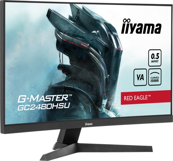 iiyama G-MASTER Red Eagle GC2480HSU-B1 - Écran LED - jeux - incurvé - 24" (23.6" visualisable) - 1920 x 1080 Full HD (1080p) @ 180 Hz - VA - 300 cd/m² - 3000:1 - 0.5 ms - 2xHDMI, DisplayPort - haut-parleurs - noir, mat