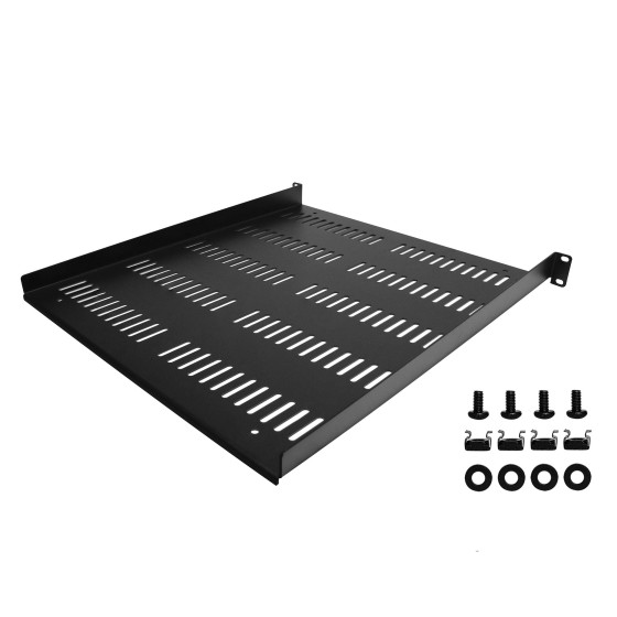 StarTech.com Étagère Rack 19 pouces 1U - Plateau Rackable Universel Ventilé - Étagère Cantilever Baie de Brassage 19" - Rangement Rack - Max 25kg - Profondeur 50cm (20") - Noir (SHELF-1U-20-FIXED-V) - Étagère pour rack - noir - 1U - 19"