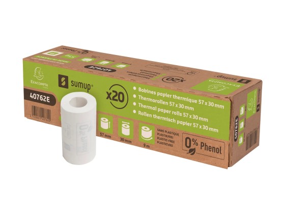 1 Lot de 20 bobines thermiques 57x30mm - 9m - SumUp - 55g/m2