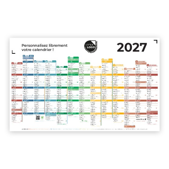 CALENDRIER MAXI COULEUR  (63 x 40,5 CM) - PERSONNALISABLE