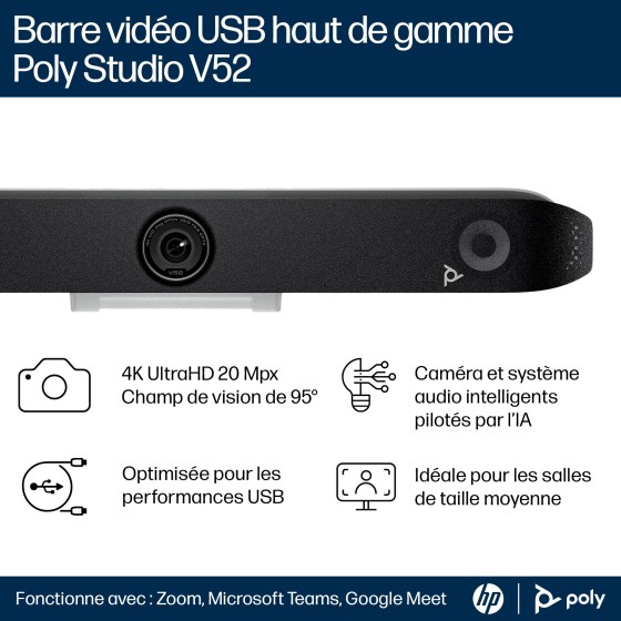 HP Poly Studio V52 - Barre de visioconférence - Barre vidéo USB