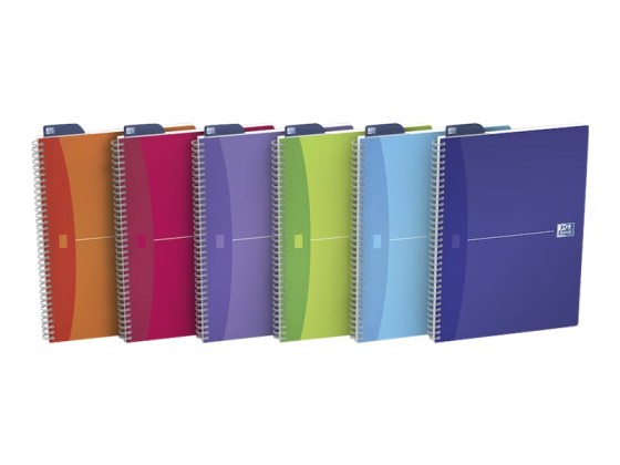 1 Cahier spirale Oxford Colours polypro,A4, 5x5, 180 pages