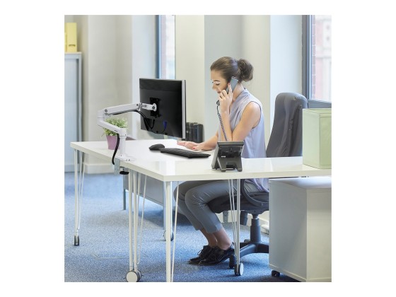 Ergotron LX - Kit de montage (bras articulé, fixation par pince pour bureau, poteau, support d'extension) - pour Écran LCD - aluminium, acier - blanc - Taille d'écran : jusqu'à 34 pouces - ordinateur de bureau