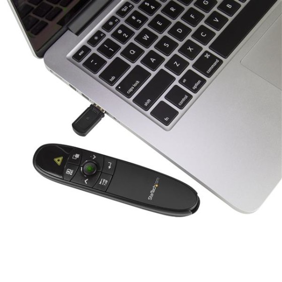 StarTech.com Télécommande de présentation sans fil avec pointeur laser vert - 27m - Zapette pour Mac / Windows (PRESREMOTEG) - Télécommande de présentation - RF - noir