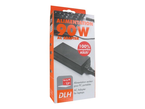 ALIMENTATION SECTEUR ASUS 100% COMPATIBLE. DLH REGULAR 90W. Taille standard. Couleur noire. Chargeur pour PC portables ASUS jusque 90W. 19V. 5 connecteurs 17-19-35-41-M. Cordon secteur.