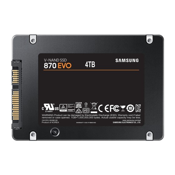 Samsung 870 EVO MZ-77E4T0B - SSD - chiffré - 4 To - interne - 2.5" - SATA 6Gb/s - mémoire tampon : 4 Go - AES 256 bits - TCG Opal Encryption