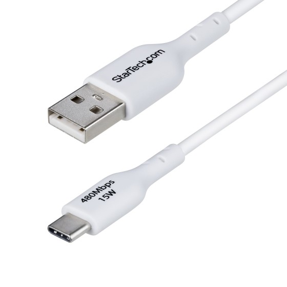 StarTech.com 3ft (1m) White USB-A to USB-C Charging Cable/Cord, M/M - Câble USB - USB (M) pour 24 pin USB-C (M) - USB 2.0 - 3 A - 1 m - charge et synchronisation, sans halogène, passif, USB Fast Charge (15W) - blanc