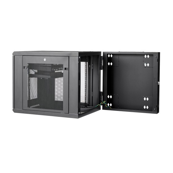 StarTech.com Rack serveur 12U à montage mural - Boîtier armoire serveur à charnières - Jusqu'à 81,2 cm de profondeur (RK1232WALHM) - Armoire de rack - montable sur mur - noir - 12U