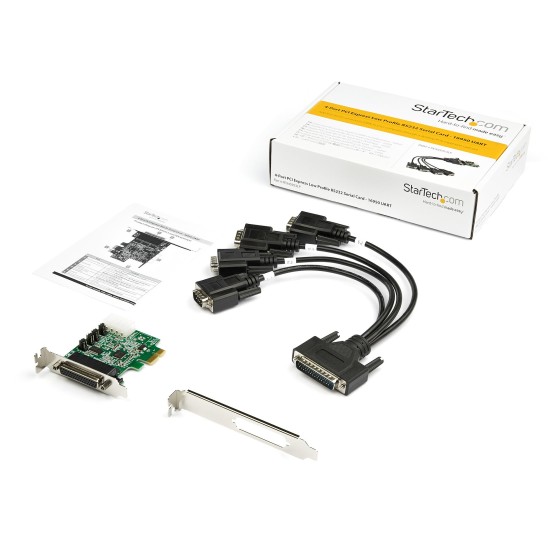 StarTech.com Carte série PCI Express RS232 à 4 ports - Adaptateur - Adaptateur série - PCIe profil bas - RS-232 x 4