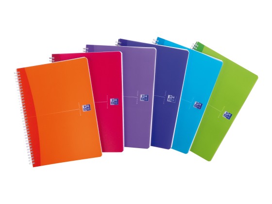 1 Cahier spirale Oxford Colours polypro,A4, 5x5, 180 pages