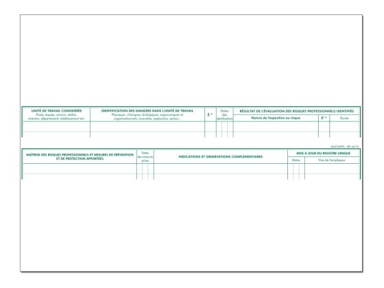 1 Registre d'évalutation des risques professionnel - 24x32 cm - 60 pages