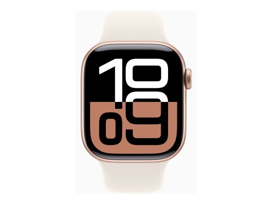 Apple Watch Series 10 (GPS) - 42 mm - aluminium rose or - montre intelligente avec bande sport - fluoroélastomère - blush léger - taille du bracelet : S/M - 64 Go - Wi-Fi 4, UWB, Bluetooth - 30 g