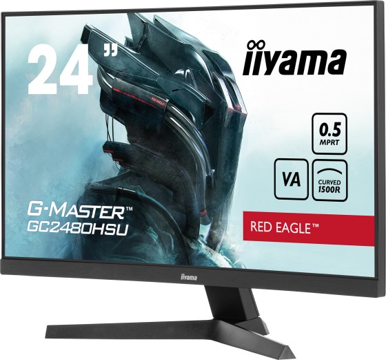 iiyama G-MASTER Red Eagle GC2480HSU-B1 - Écran LED - jeux - incurvé - 24" (23.6" visualisable) - 1920 x 1080 Full HD (1080p) @ 180 Hz - VA - 300 cd/m² - 3000:1 - 0.5 ms - 2xHDMI, DisplayPort - haut-parleurs - noir, mat