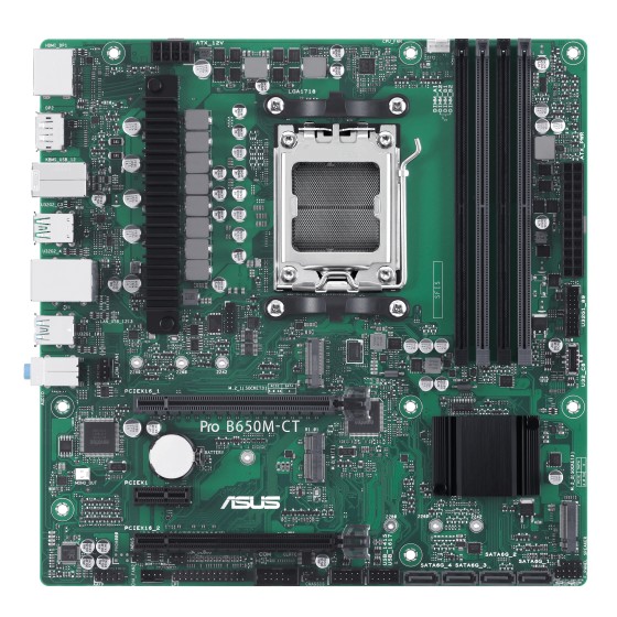 ASUS PRO B650M-CT-CSM - Carte-mère - micro ATX - Socket AM5 - AMD B650 Chipset - USB-C 3.2 Gen2, USB 3.2 Gen 2, USB 3.2 Gen 1 - Gigabit LAN - carte graphique embarquée (unité centrale requise) - audio HD (8 canaux)