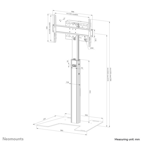 NEOMOUNTS FL45S-825BL1 Support au sol pour écran 37-75p