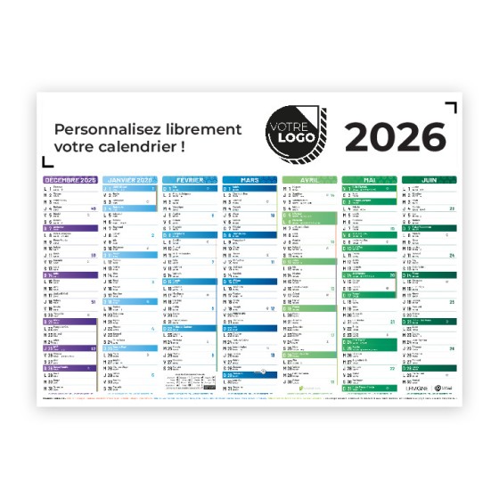 CALENDRIER COULEUR (53 x 40,5 CM) - PERSONNALISABLE