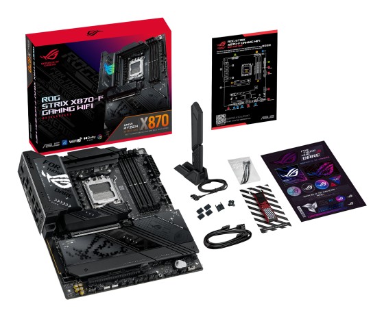 ASUS ROG STRIX X870-F GAMING WIFI - Carte-mère - ATX - Socket AM5 - AMD X870 Chipset - USB4, USB 3.2 Gen 2, USB-C 3.2 Gen2, USB 3.2 Gen 1, USB-C 3.2 Gen 2x2 - Wi-Fi 7, 2.5 Gigabit LAN, Bluetooth - carte graphique embarquée (unité centrale requise) - audio