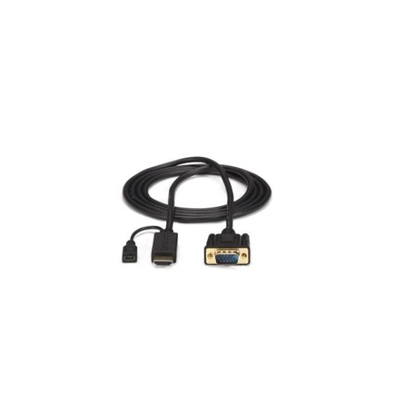 StarTech.com Câble adaptateur HDMI vers VGA de 1,8m - Convertisseur actif HDMI vers VGA HD15 - M/M - 1920x1200 / 1080p - Noir - Câble adaptateur - HDMI, Micro-USB de type B (alimentation uniquement) pour HD-15 (VGA) mâle - 2 m - noir - actif, support 1920