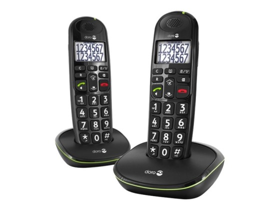 DORO PhoneEasy 110 Duo - Téléphone sans fil avec ID d'appelant/appel en instance - DECT\GAP - noir + combiné supplémentaire